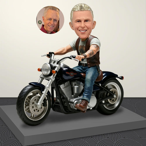 Custom Motorcycle Bobblehead From Photo, Personalized Biker Gift, Rider Figurine With Motorcycle, Unique Gift for Him Dad Husband
