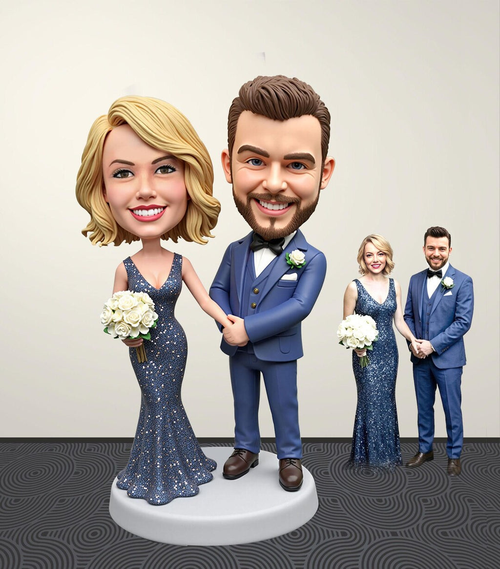 Customized Couple Bobbleheads, Custom Wedding Bobblehead, Wedding Anniversary Gifts, Engagement Gifts, Customized Gifts for Parents